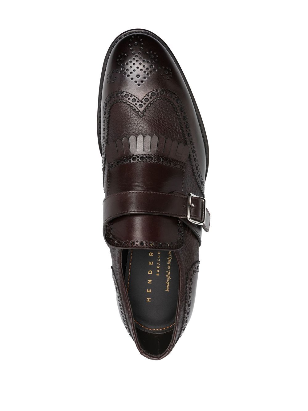 Shop Henderson Baracco Perforated Buckled Monk Shoes In Brown