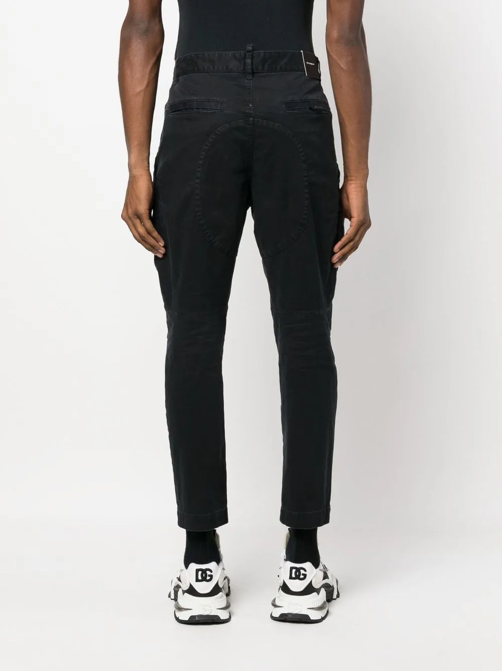 Dsquared2 Logo-patch Tapered Trousers In Black