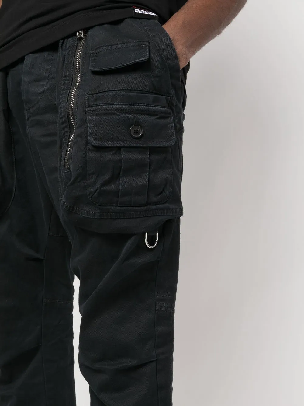 Dsquared2 Logo-patch Tapered Trousers In Black