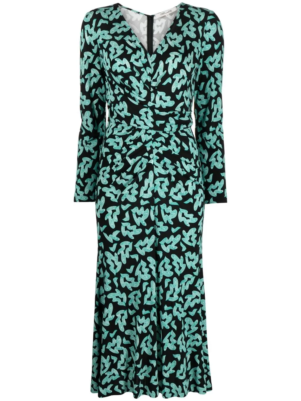 

DVF Diane von Furstenberg Timmy leaf-print midi dress - Black