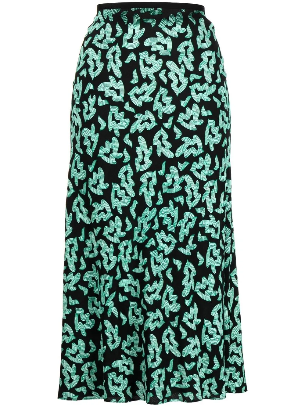 

DVF Diane von Furstenberg falda midi Mae con hojas estampadas - Verde