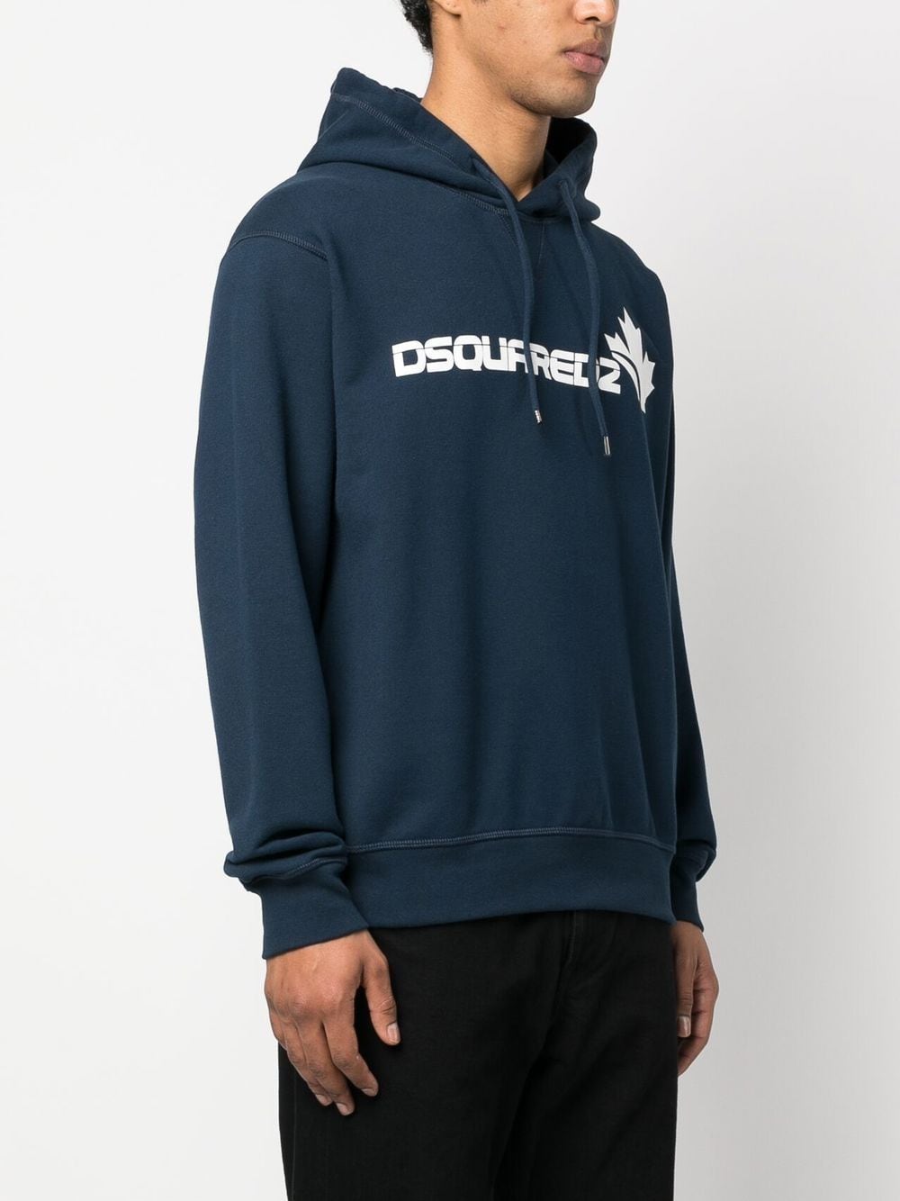 Shop Dsquared2 Logo-print Long-sleeve Hoodie In Blau