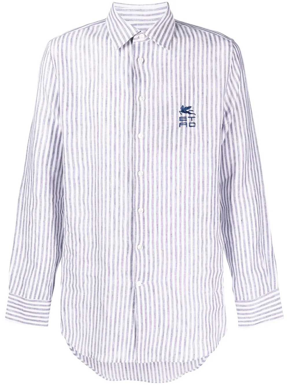 

ETRO camisa con logo bordado y rayas estampadas - Azul