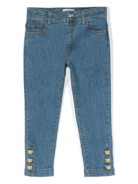 Moschino Kids bear-buttons denim jeans