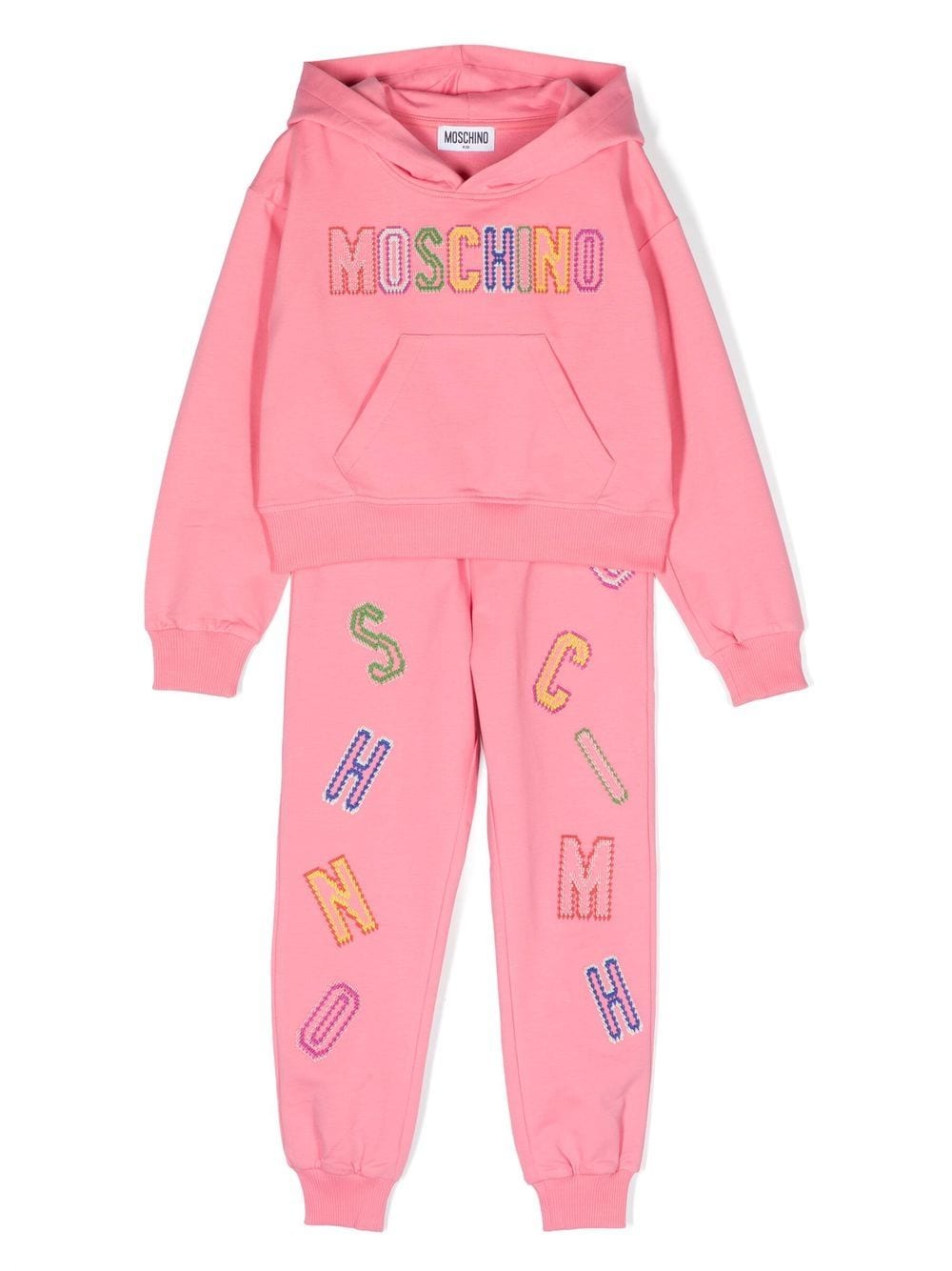 Moschino Kids' Two-piece Embroidered-logo Tracksuit In Pink