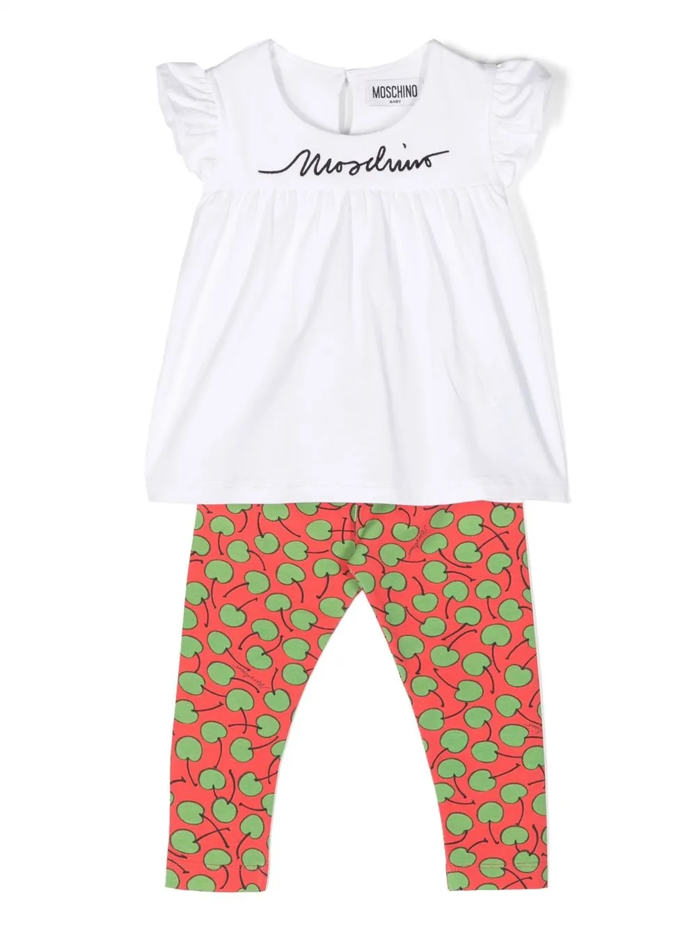 

Moschino Kids embroidered-logo cotton trouser set