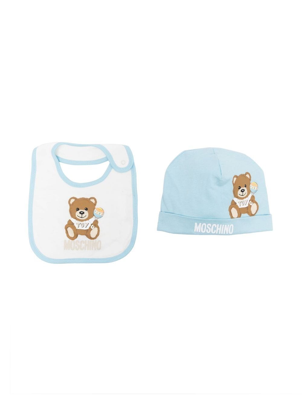 Moschino Babies' Teddy Bear-print Hat Set In Blue