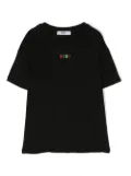 MSGM Kids logo-embroidered short-sleeve T-shirt - Black