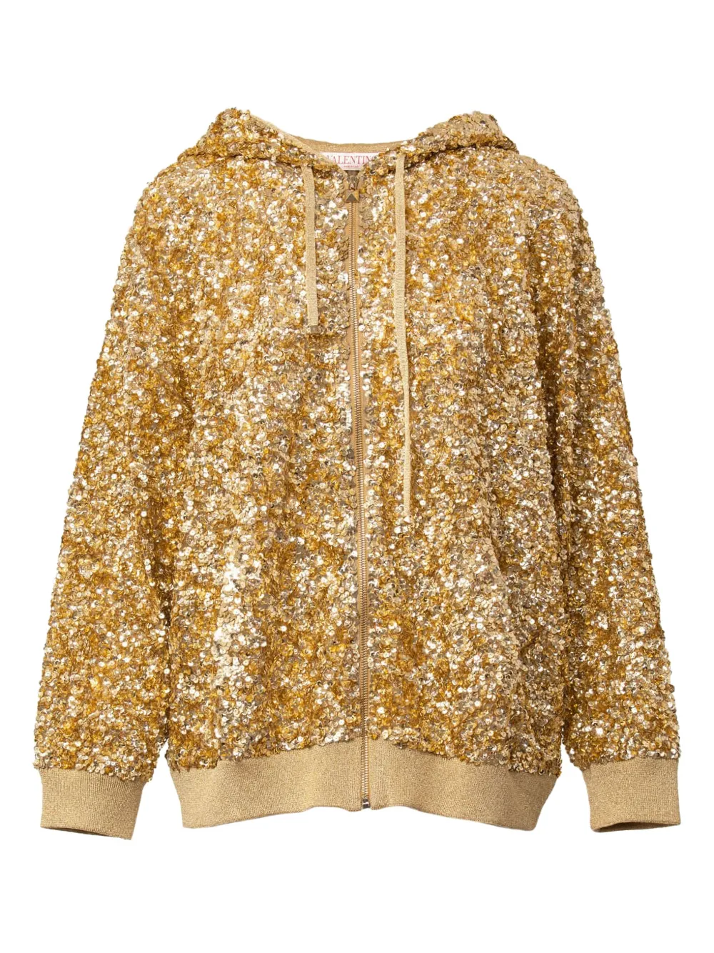 Valentino Garavani sequinned zip-up hoodie Goud