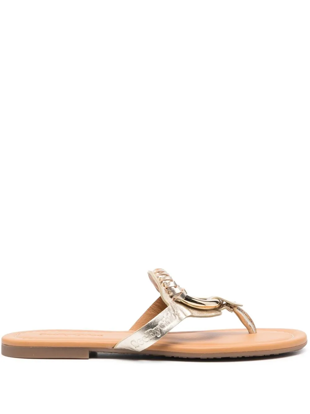 Shop See By Chloé Hana Metallic Thong-strap Sandals In Gelb