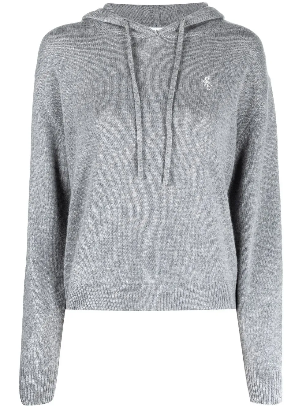 

Sporty & Rich hoodie de cachemira con logo bordado - Gris