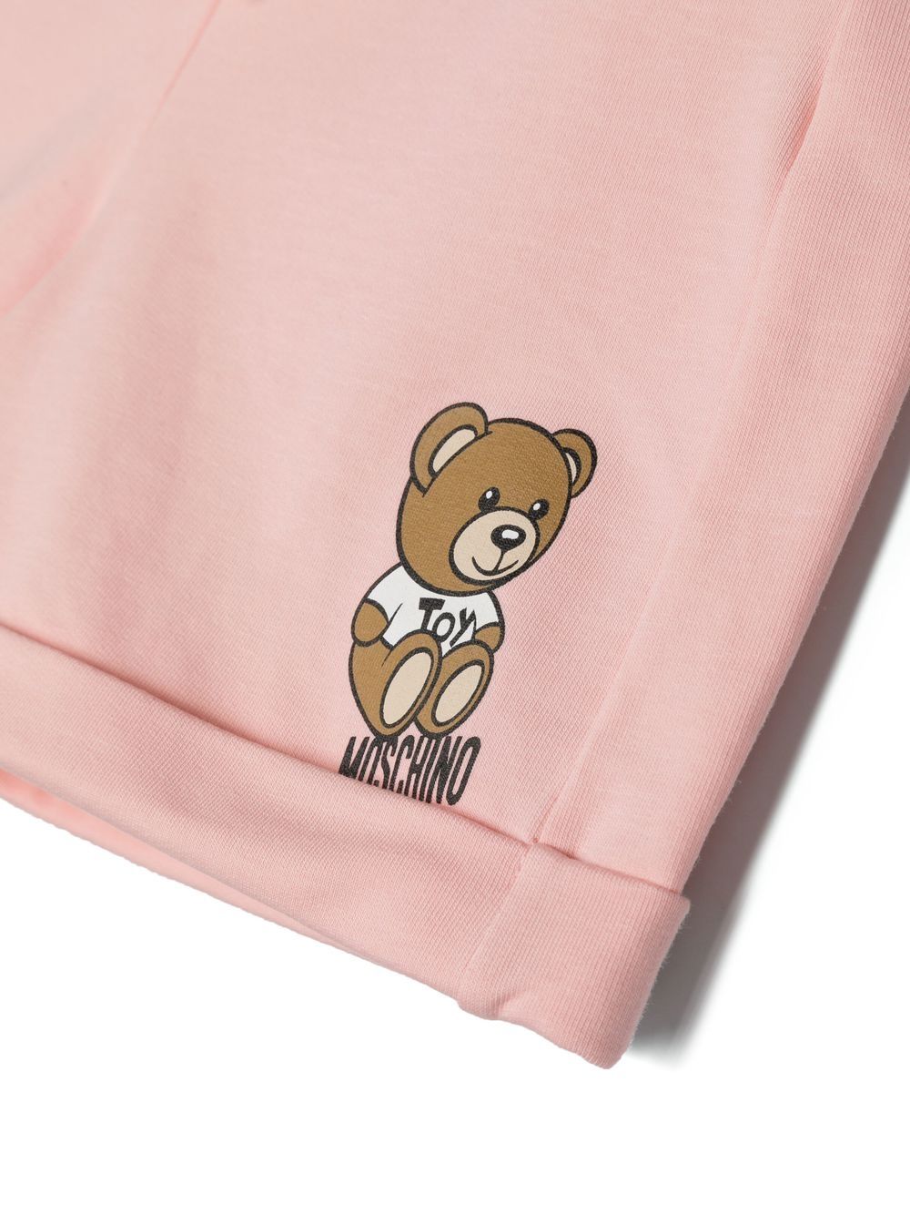 Shop Moschino Teddy Bear-print Drawstring Shorts In 粉色