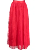 TWINSET lace-trim pleated skirt - Red