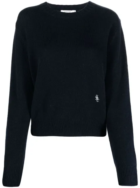 Sporty & Rich logo-embroidered crew-neck jumper