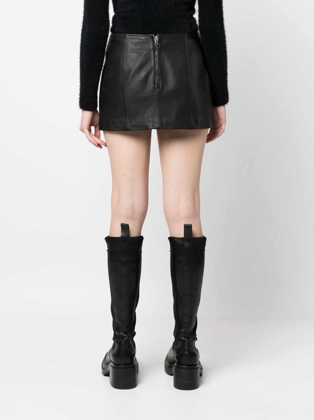 Shop Manokhi Leather Mini Skirt In Black