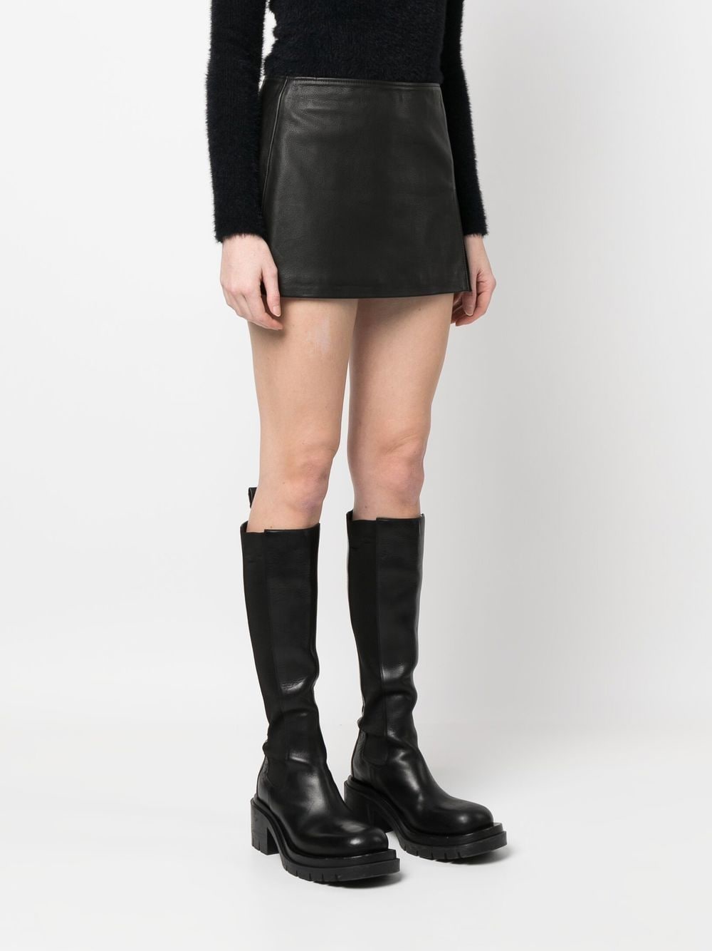 Shop Manokhi Leather Mini Skirt In Black