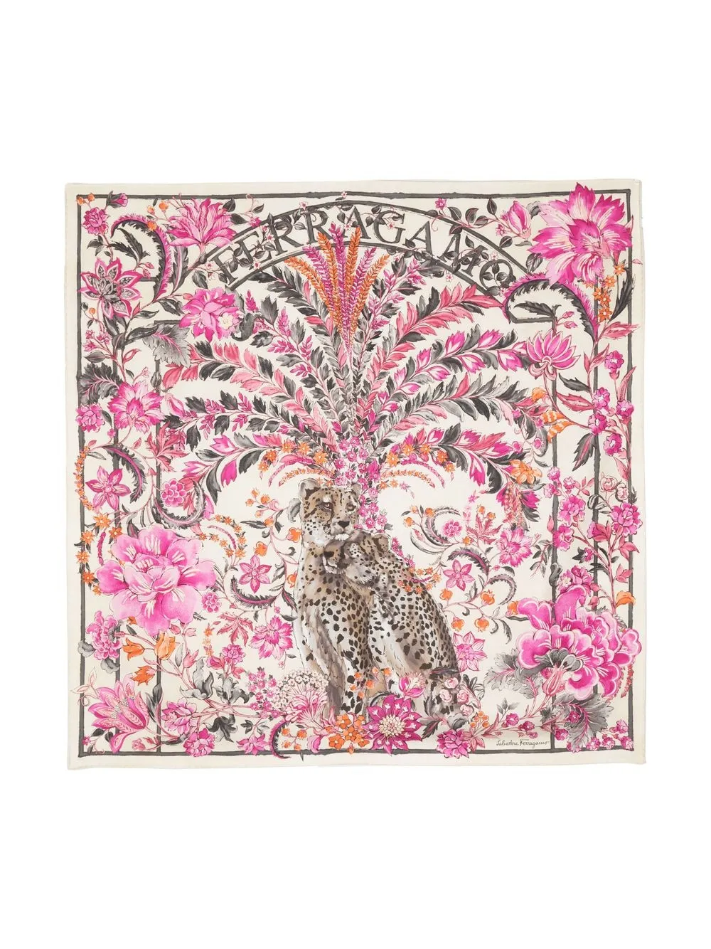 

Ferragamo graphic-print silk scarf - Neutrals