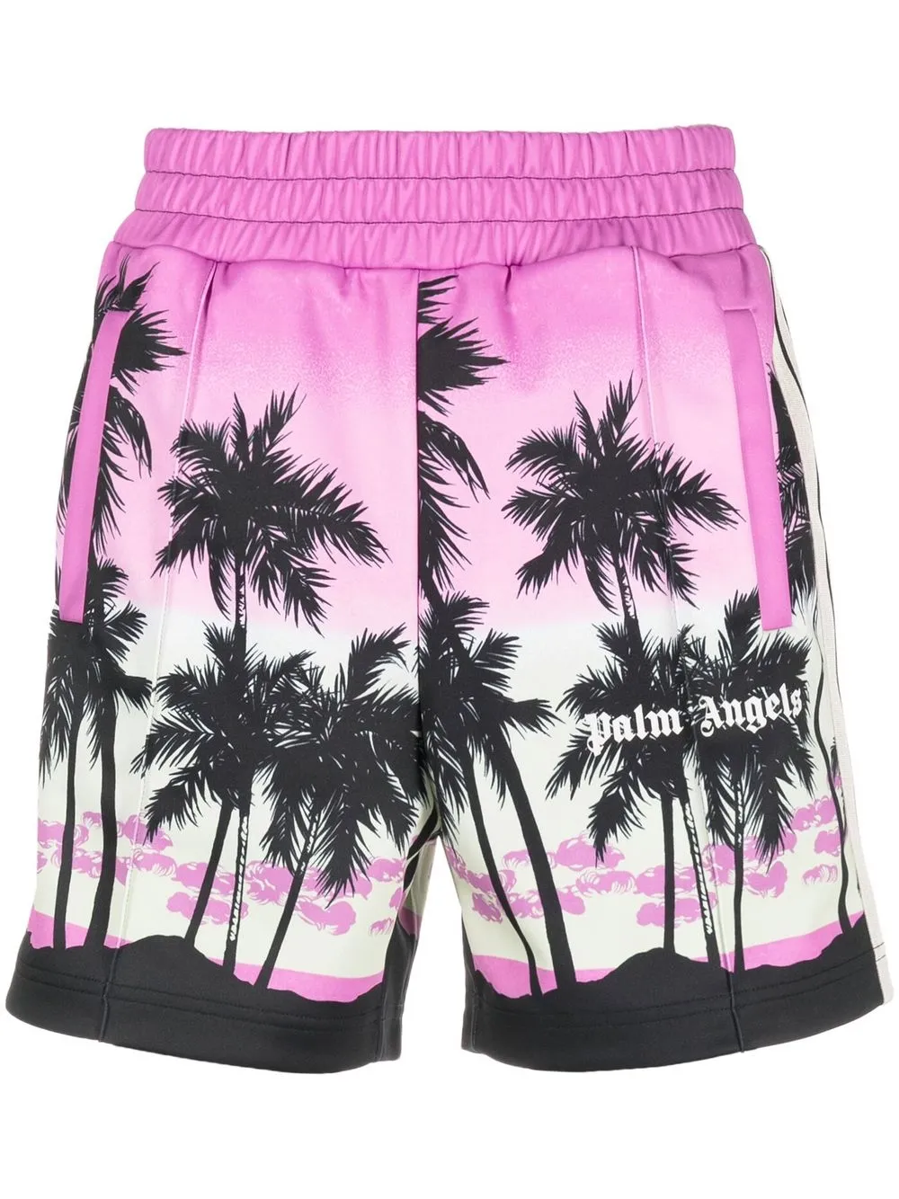 

Palm Angels sunset-print striped track shorts - Purple