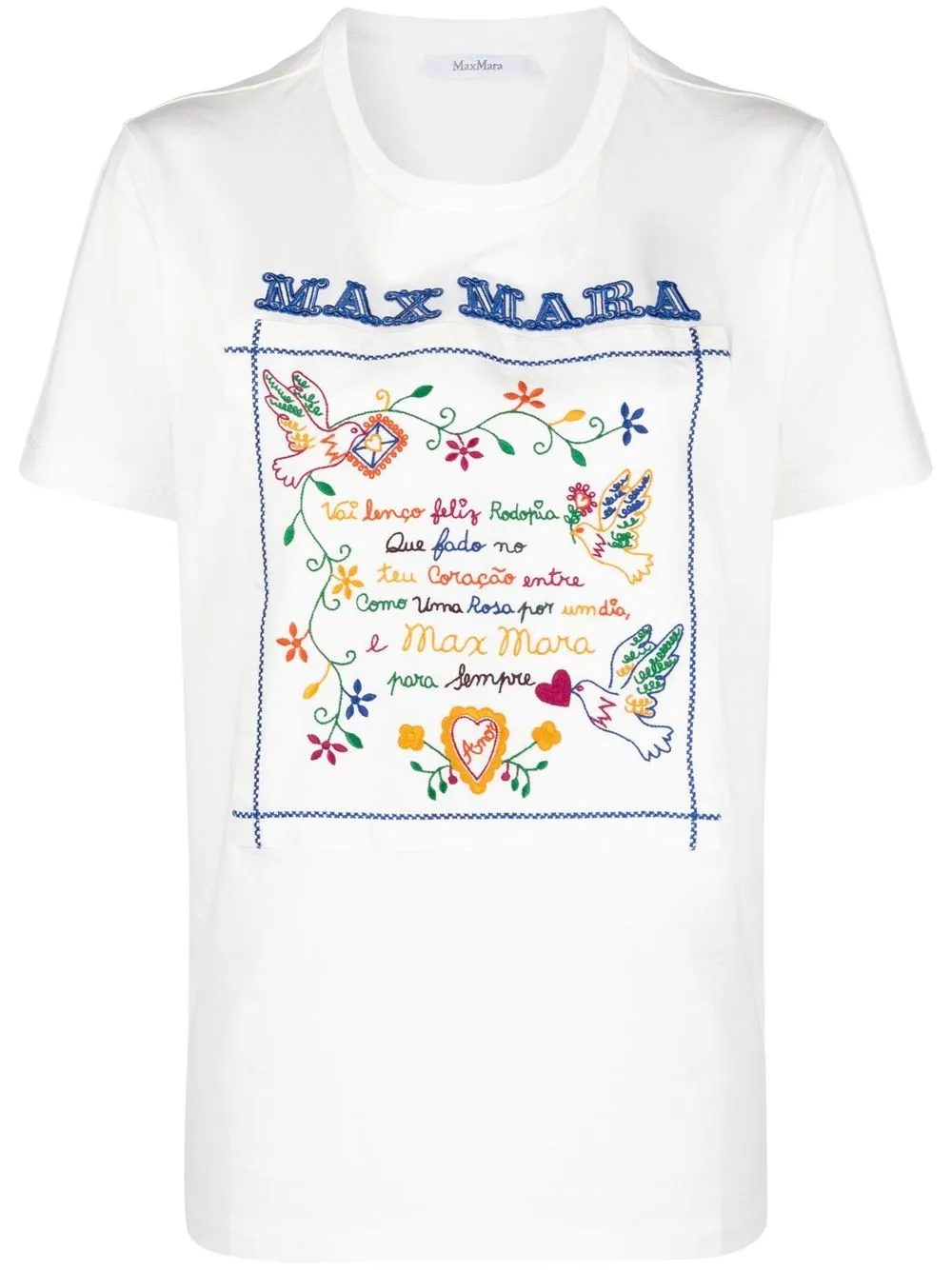 Max Mara T-shirt con ricamo slogan - Bianco