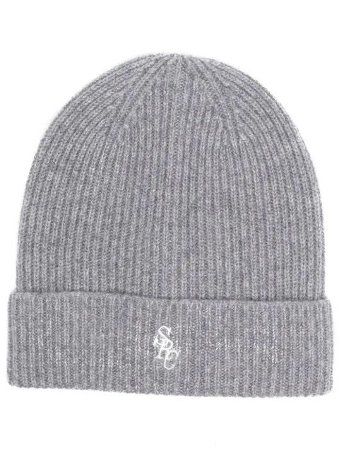 Sporty & Rich logo-embroidered cashmere beanie