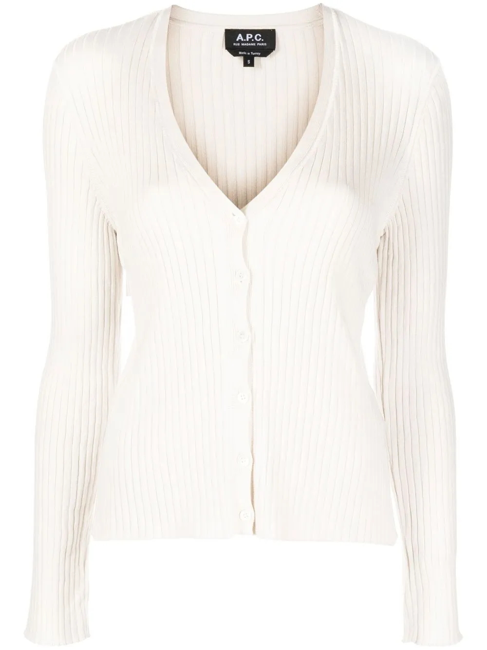 APC RIBBED-KNIT V-NECK CARDIGAN