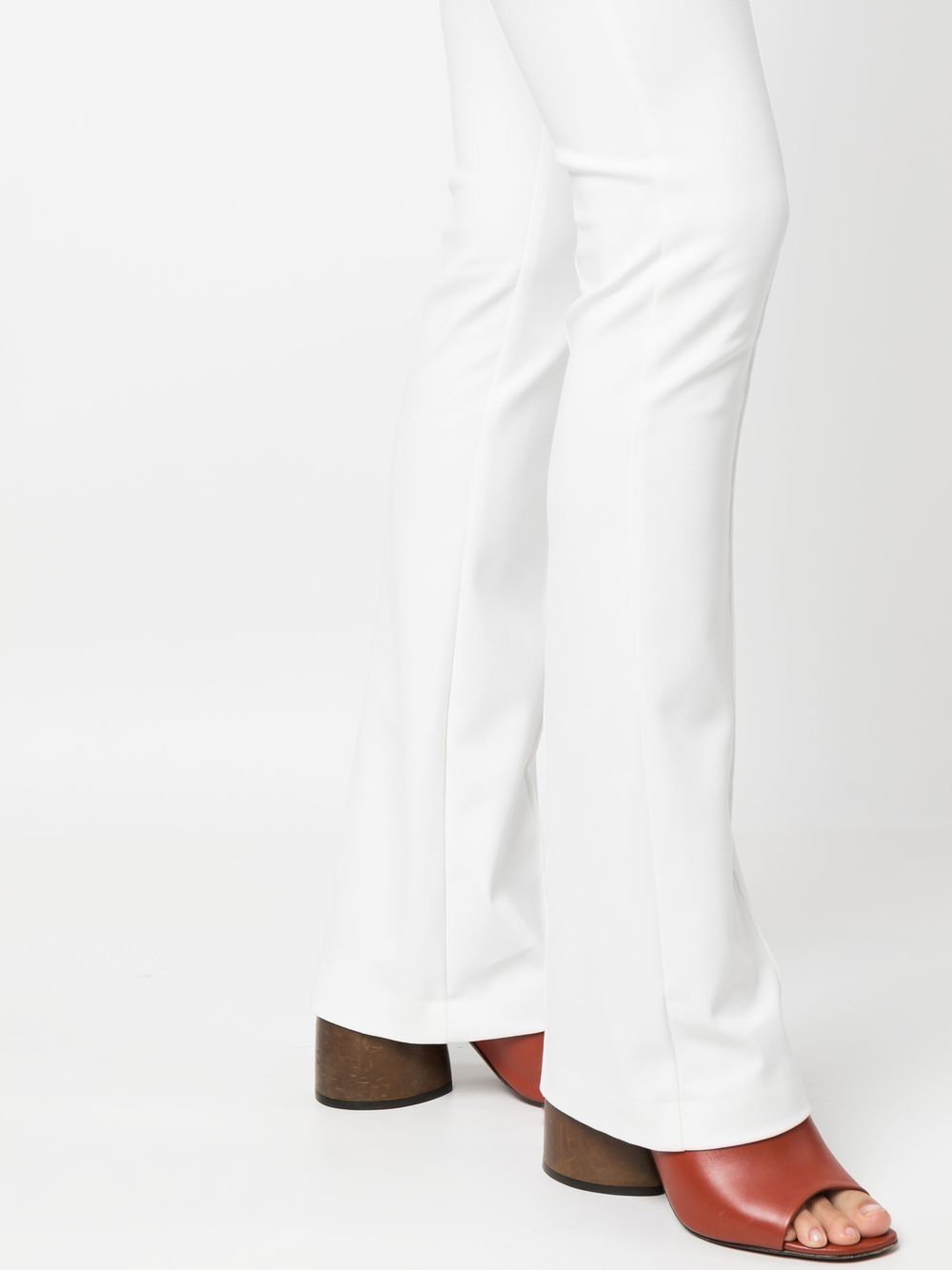 Shop Patrizia Pepe Skinny Cut Bootleg Trousers In White