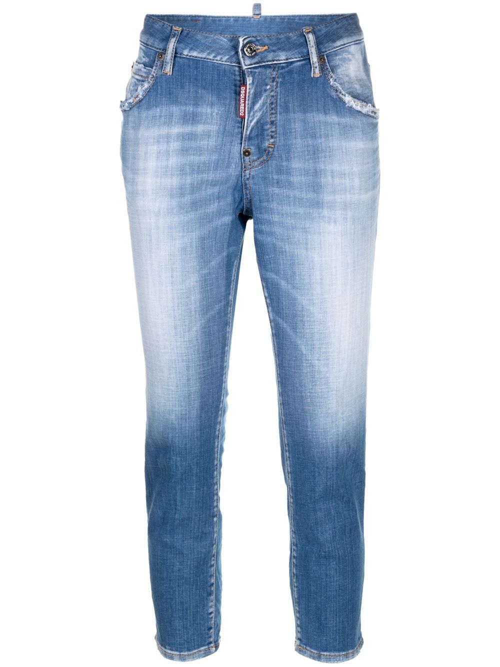 Dsquared2 Jennifer Low-rise Cropped Jeans In Blau