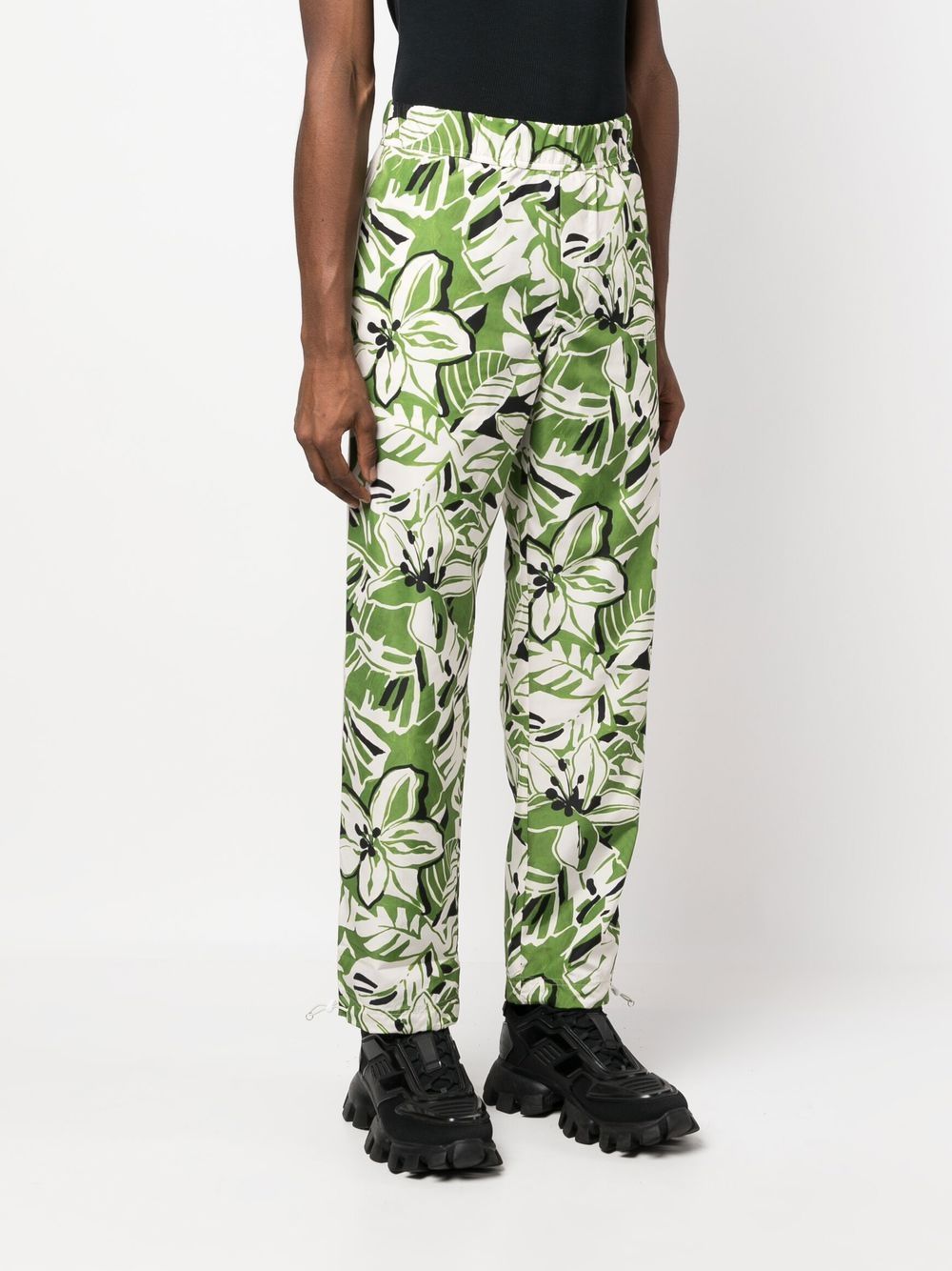 Shop Palm Angels Floral-print Straight-leg Trousers In Green