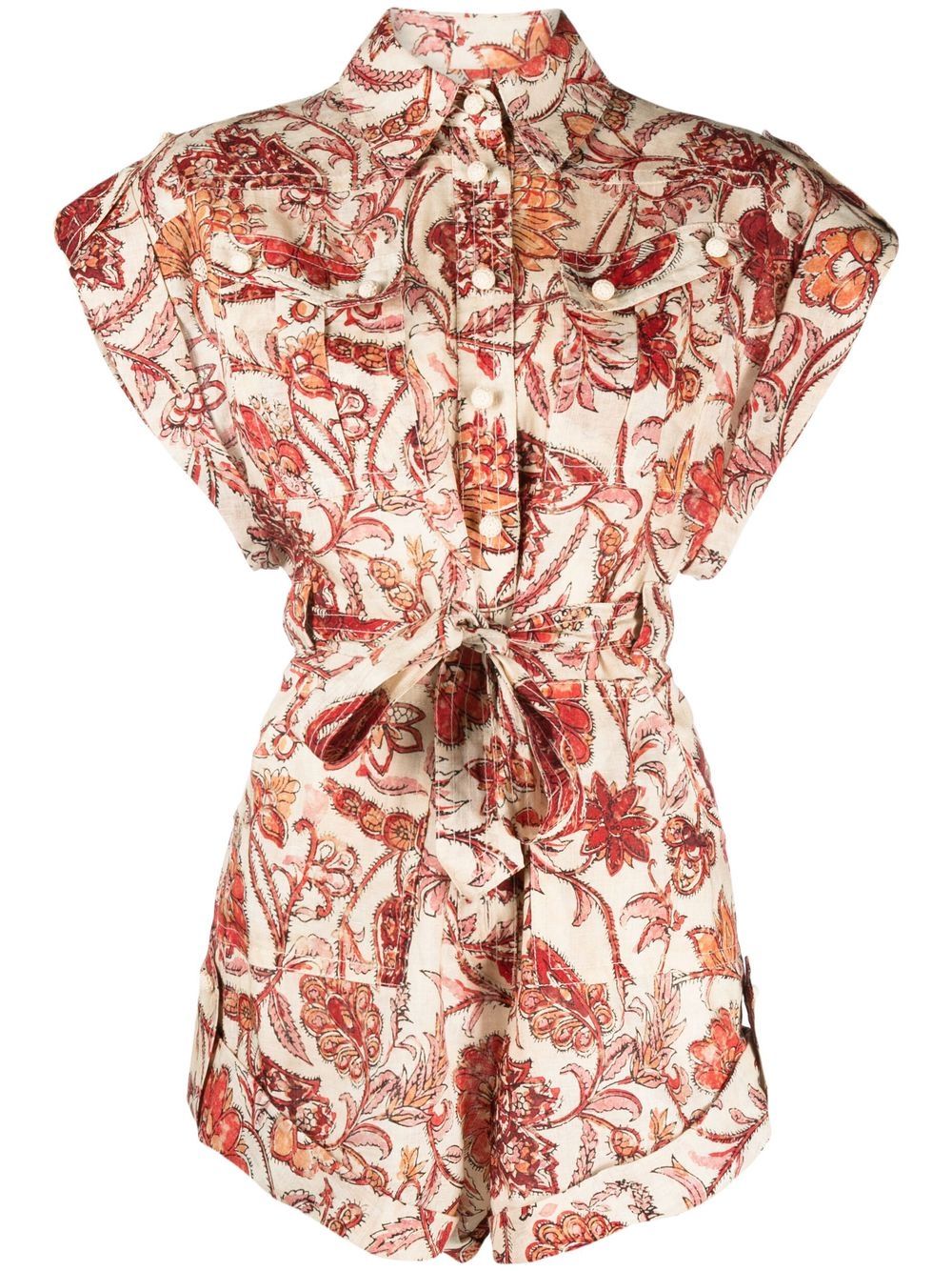 ZIMMERMANN BELTED PAISLEY-PRINT PLAYSUIT
