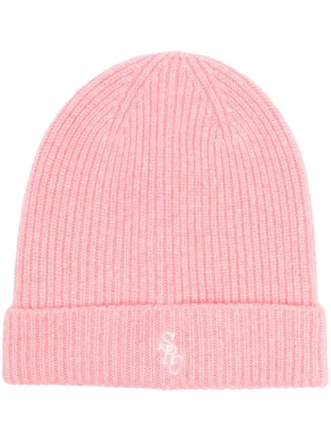Sporty & Rich logo-embroidered cashmere beanie