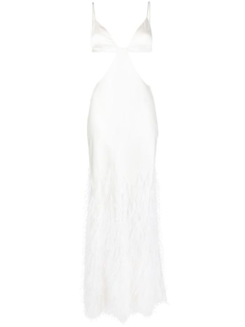 Cult Gaia feather-detail open back gown Women