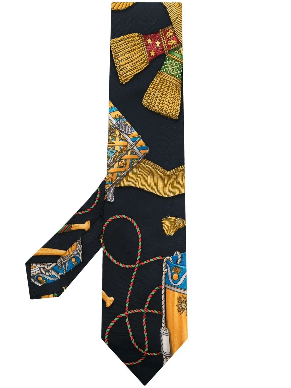 

Hermès 2010s pre-owned graphic-print silk tie - Black