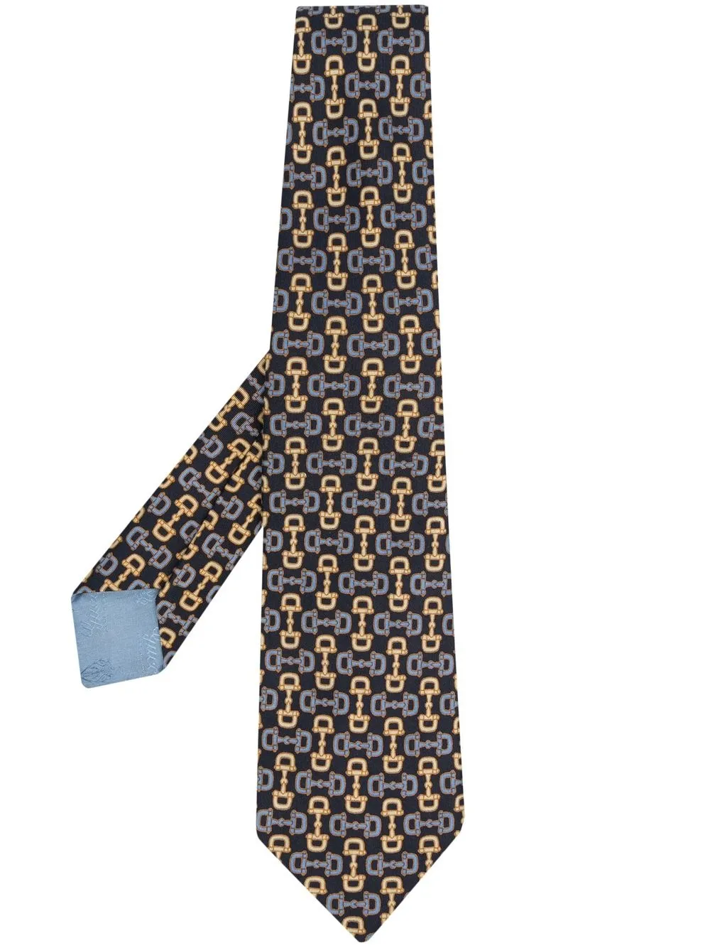 

Gucci Pre-Owned 1980s buckle-print silk tie - Blue