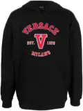 Versace logo-patch cotton hoodie - Black