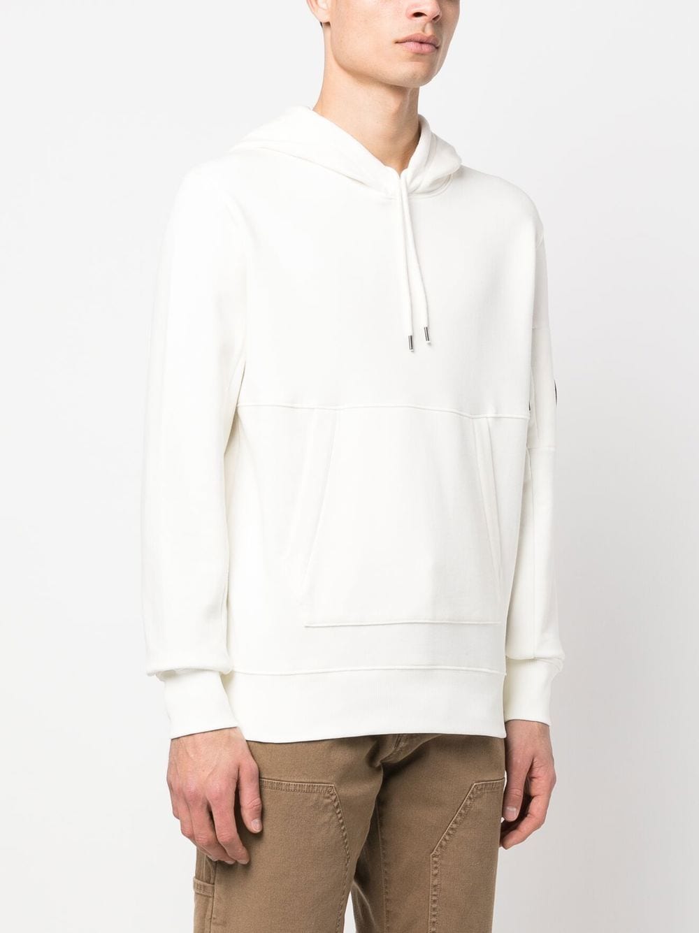 Shop C.p. Company Lens-detail Cotton Hoodie In White