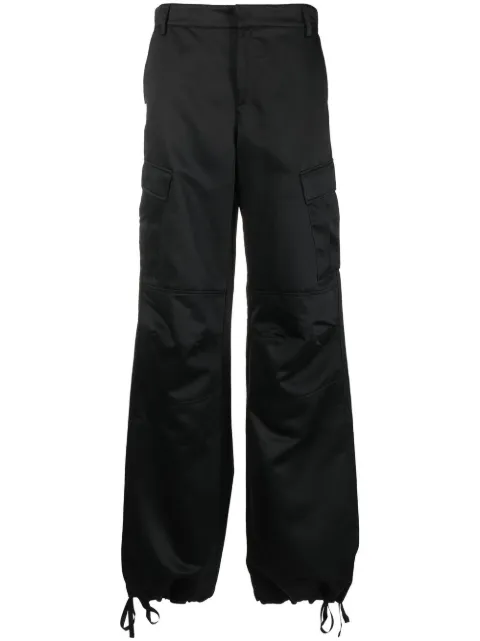 wide-leg satin cargo pants