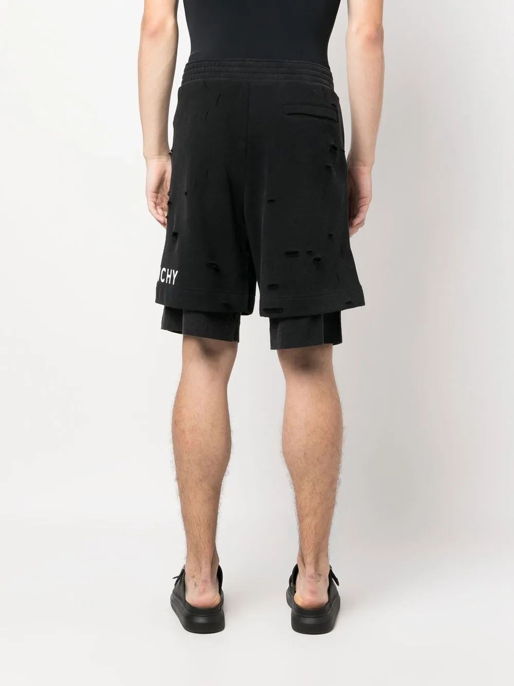 Givenchy X Josh Smith logo embroidered cotton track shorts