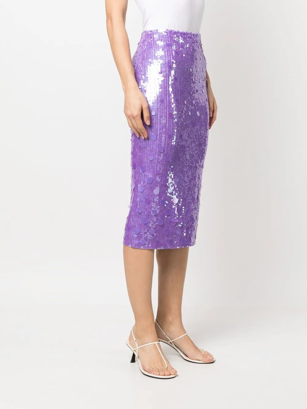 P.a.r.o.s.h Sequin-embellished Pencil Skirt In Purple
