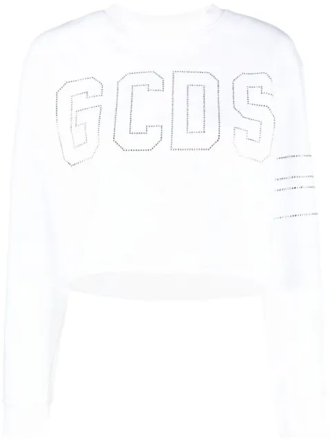 GCDS studded-logo cropped sweatshirt