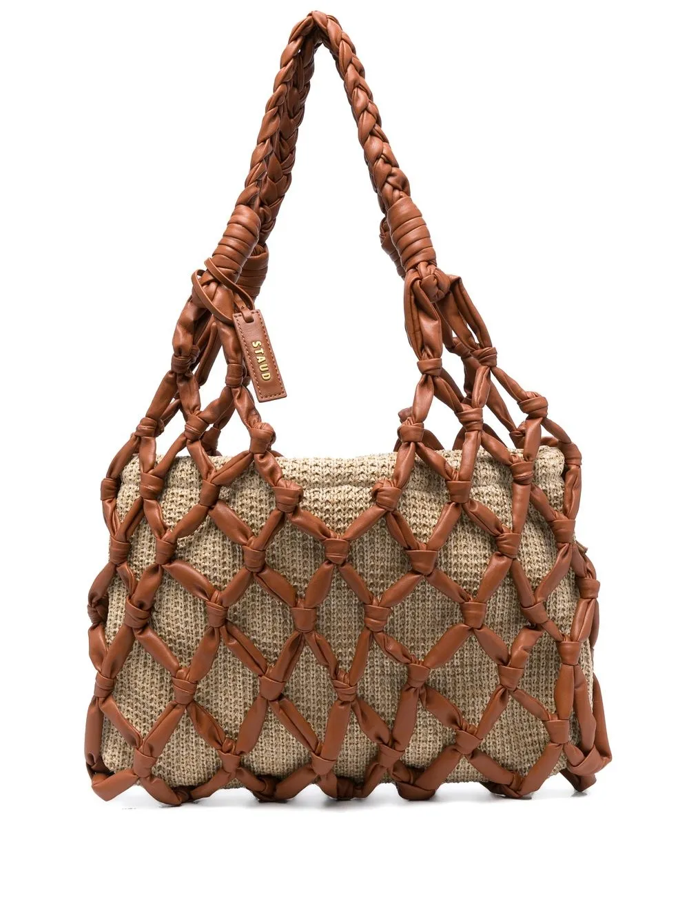 

STAUD Hitch woven leather shoulder bag - Brown