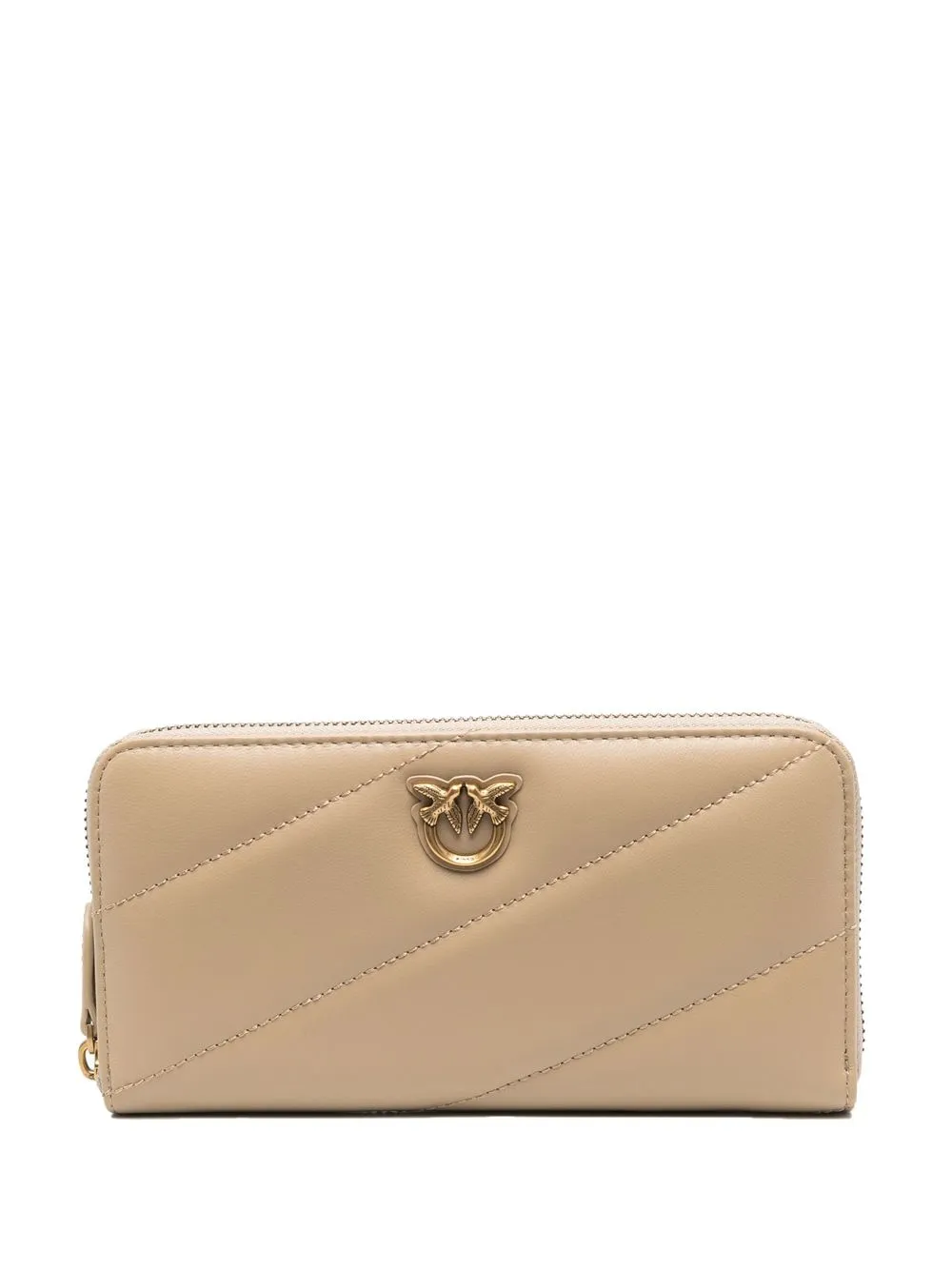 

PINKO Love leather quilted wallet - Neutrals