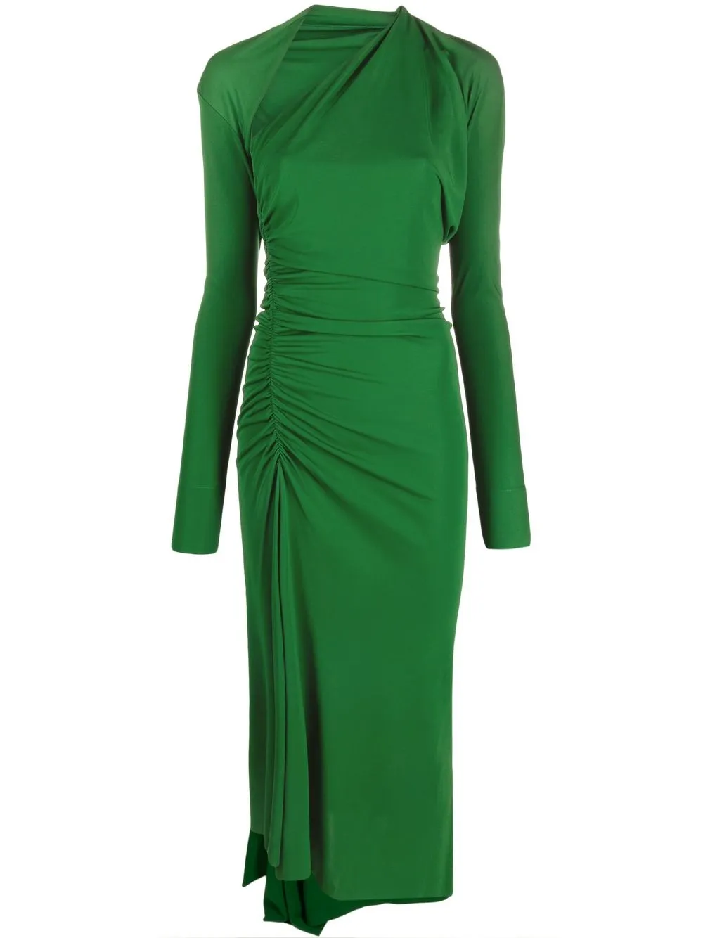 

Victoria Beckham asymmetric ruched midi dress - Green