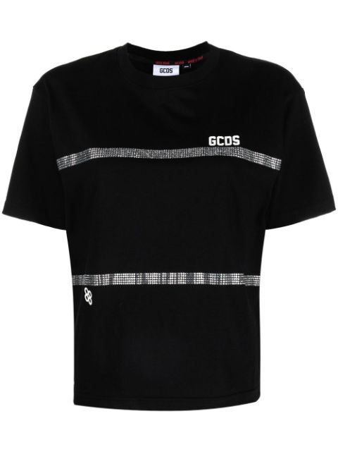 Gcds rhinestone-striped T-shirt