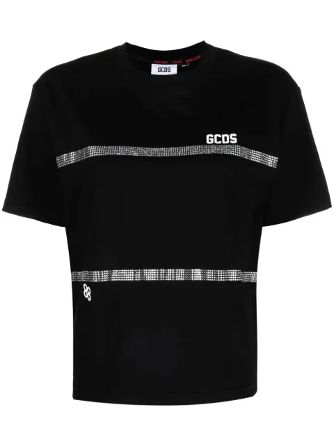 Gcds rhinestone-striped T-shirt