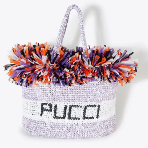 Large Fringe-Trimmed Logo Tote Bag