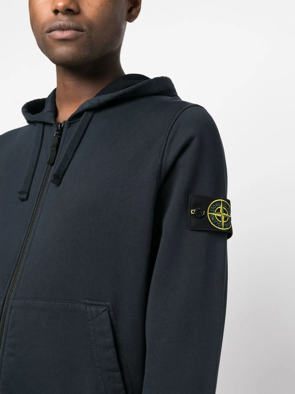 logo patch zip up hoodie