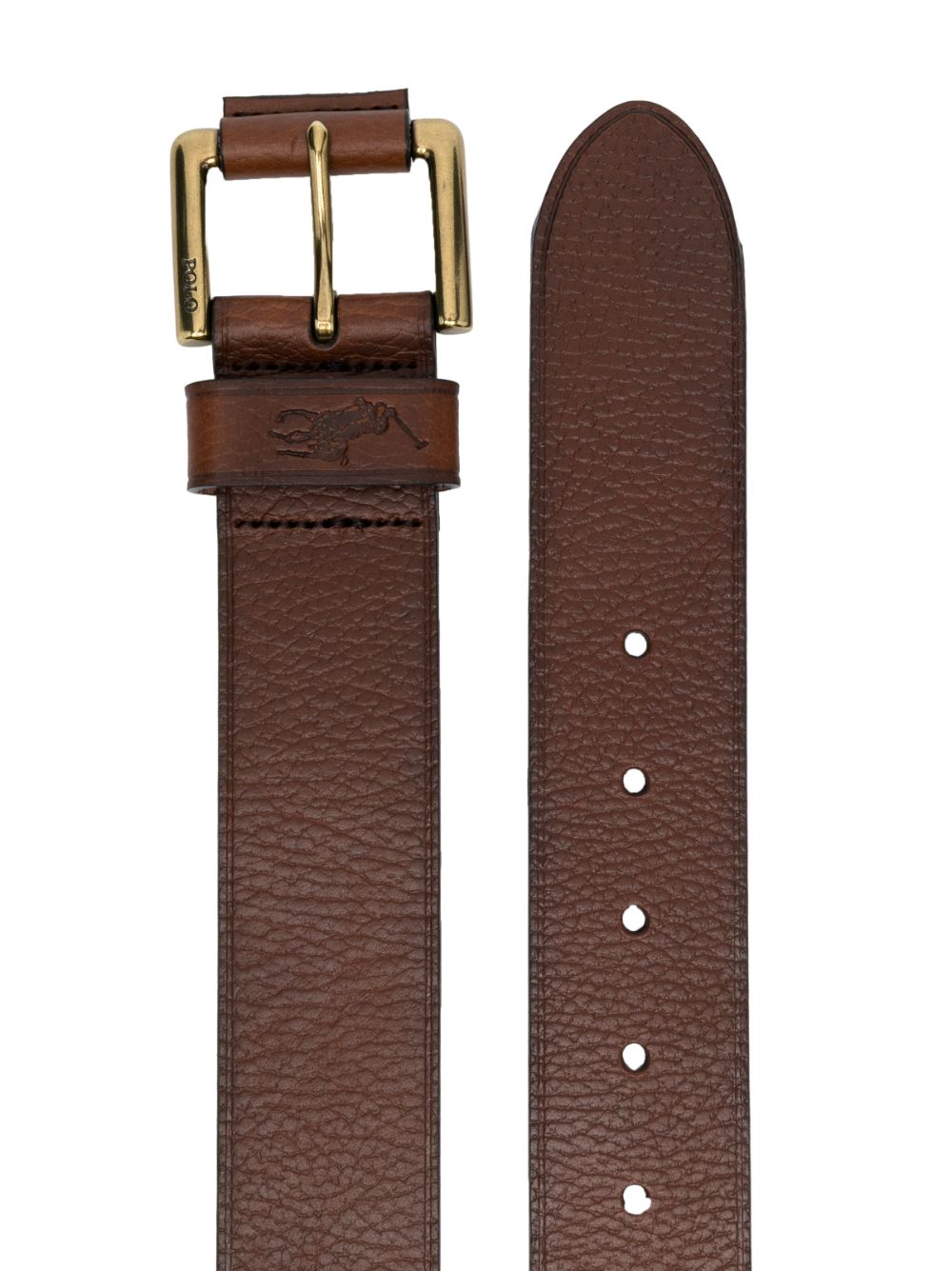 Polo Ralph Lauren pebbled-texture leather belt - Brown