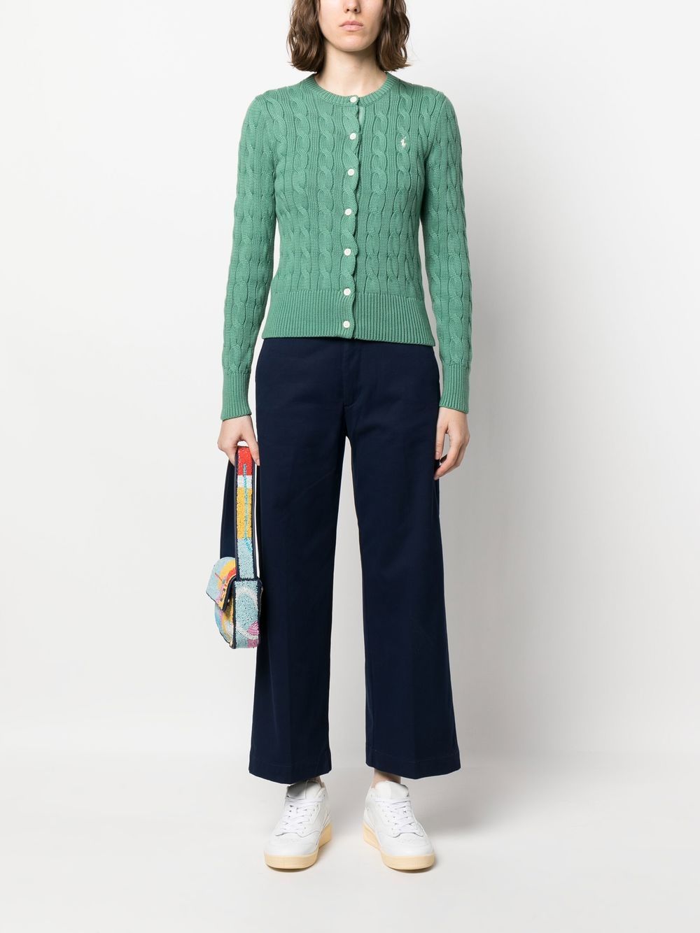 Shop Polo Ralph Lauren Wide-leg Cropped Chinos In Blau