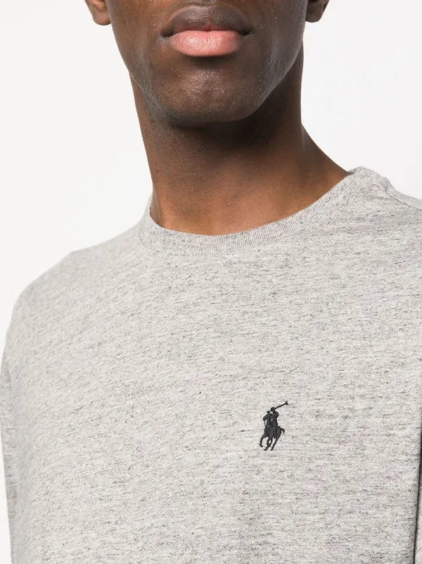Polo Ralph Lauren logo-embroidery Cotton T-shirt | Grey Polo Ralph Lauren logo-embroidery Cotton T-shirt | Grey