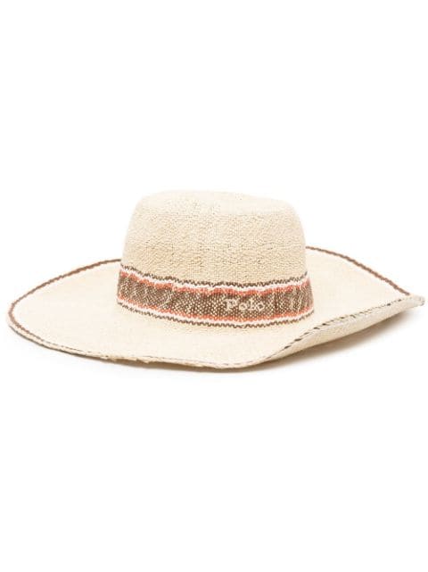 Polo Ralph Lauren chapeau en paille tressée à broderies 